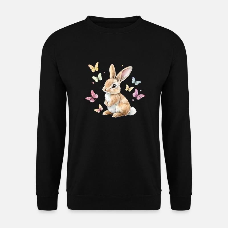 Süßer Ostern Hase Kaninchen Schmetterlinge - Unisex Pullover - Schwarz