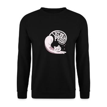 Lazy y Proud Cats - Unisex Sweatshirt - black - Front - Alina (178cm) & Michal (187cm)