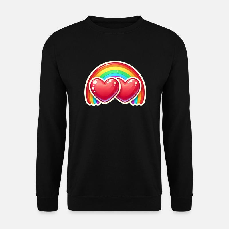 Herzen mit Regenbogen - Unisex Pullover - Schwarz