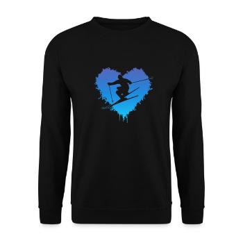 Ski Fahren Winter Wintersport Geschenk - Unisex Pullover - Schwarz - Vorne - Alina (178cm) & Michal (187cm)