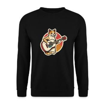 Cat with Guitar / Guitar - Unisex Sweatshirt - black - Front - Alina (178cm) & Michal (187cm)