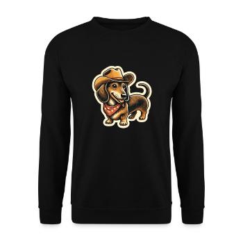 Teckel cadeau de danse en ligne avec chapeau de cow-boy - Sweat-shirt Unisexe - noir - Devant - Alina (178cm) & Michal (187cm)