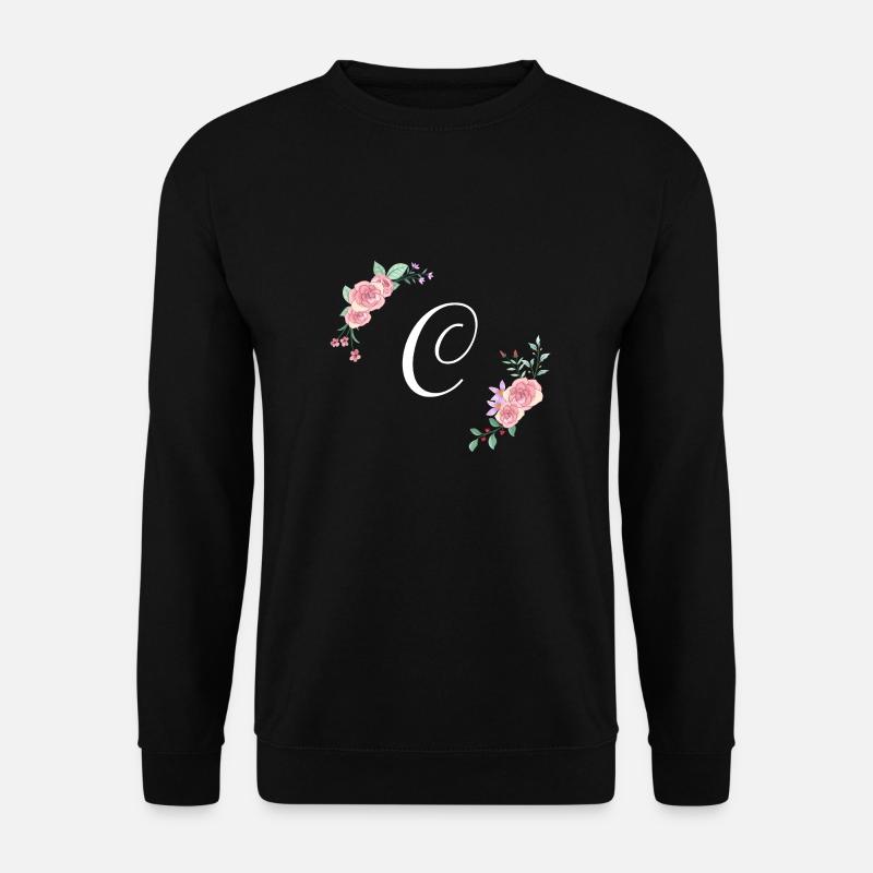 Rosa Blumenbuchstabe c - Unisex Pullover - Schwarz