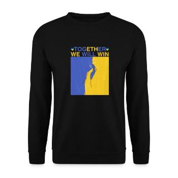 Ukraine - gemeinsam werden wir gewinnen - Unisex Pullover - Schwarz - Vorne - Alina (178cm) & Michal (187cm)