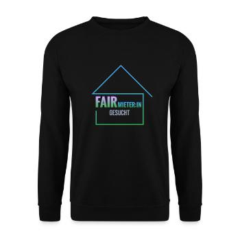 suche FairmieterIn - Unisex Pullover - Schwarz - Vorne - Alina (178cm) & Michal (187cm)