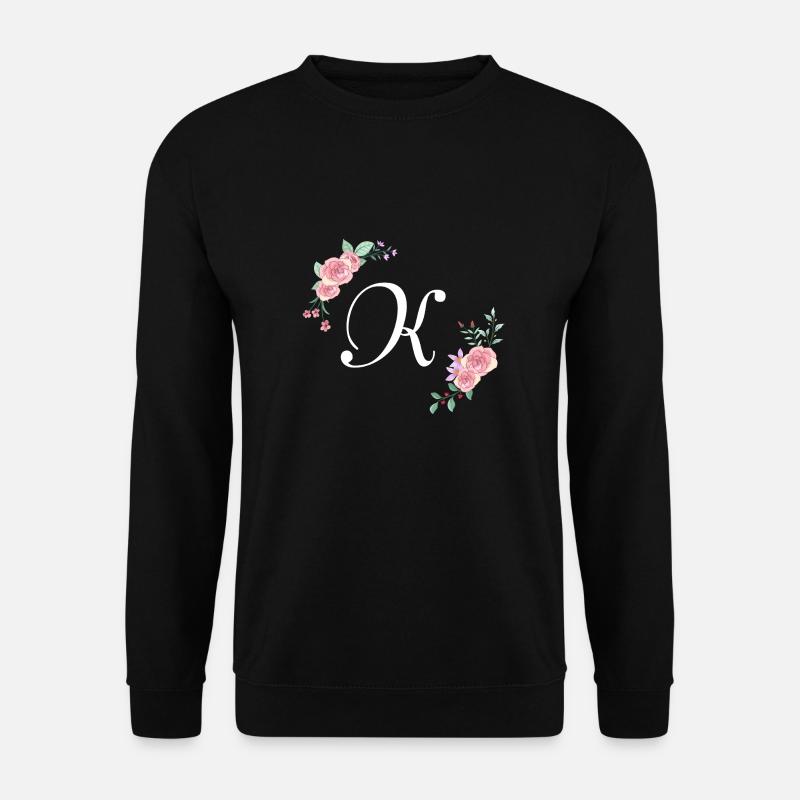 Rosa Blumenbuchstabe k - Unisex Pullover - Schwarz
