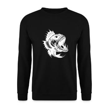 Furchteinflößender Meeresjäger mit riesigem Maul - Unisex Pullover - Schwarz - Vorne - Alina (178cm) & Michal (187cm)