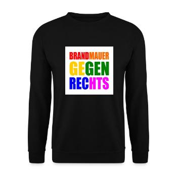 brandmauer gegen rechts - Unisex Pullover - Schwarz - Vorne - Alina (178cm) & Michal (187cm)