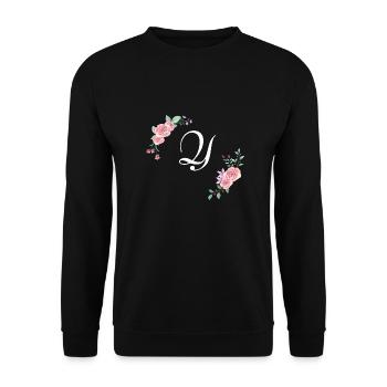 Pink floral letter - Unisex Sweatshirt - black - Front - Alina (178cm) & Michal (187cm)
