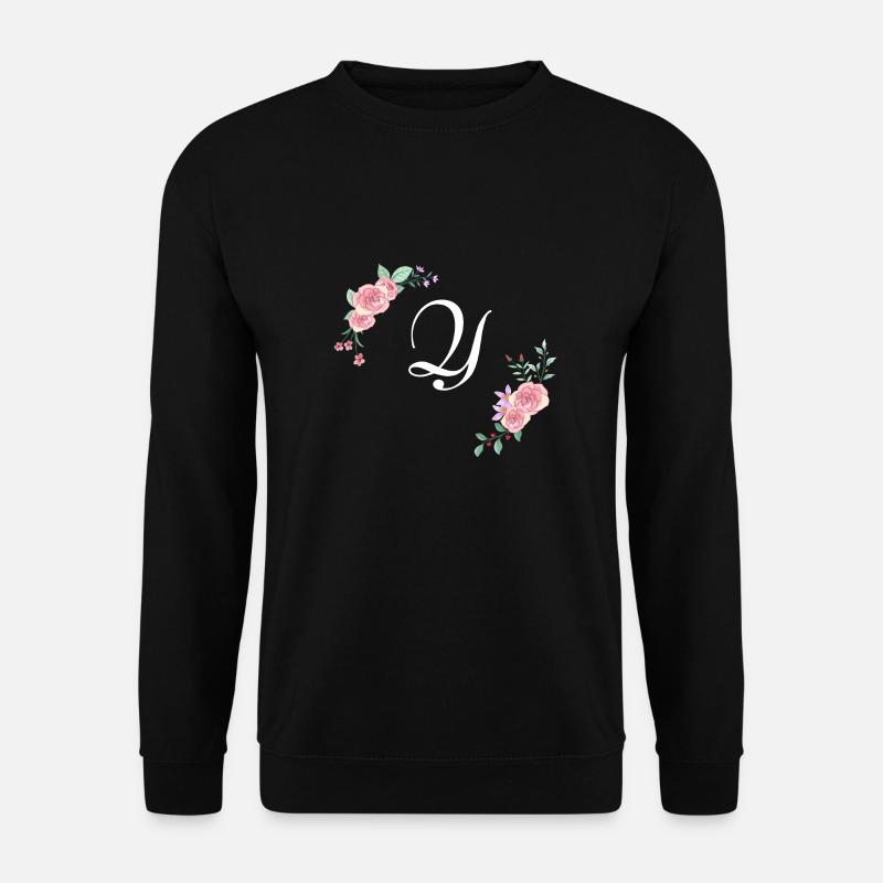 Rosa Blumenbuchstabe - Unisex Pullover - Schwarz