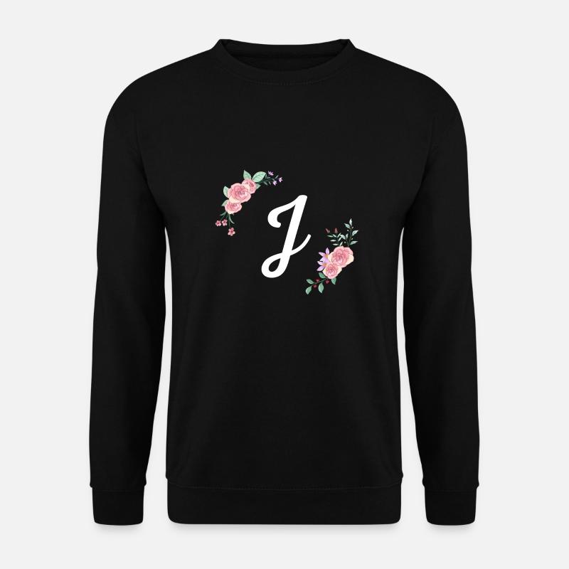 Lyserødt blomsterbogstav j - Unisex sweater - sort