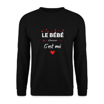 Le bébé d’amour c’est moi - assorti maman - Sweat-shirt Unisexe - noir - Devant - Alina (178cm) & Michal (187cm)