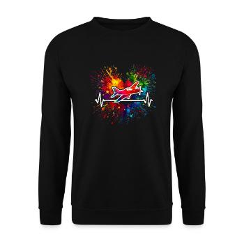 RC Modellflug Herzschlag - Unisex Pullover - Schwarz - Vorne - Alina (178cm) & Michal (187cm)