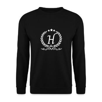 Buchstabe h Krone - Unisex Pullover - Schwarz - Vorne - Alina (178cm) & Michal (187cm)