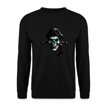 Pirat Comicart Green - Unisex Pullover - Schwarz - Vorne - Alina (178cm) & Michal (187cm)