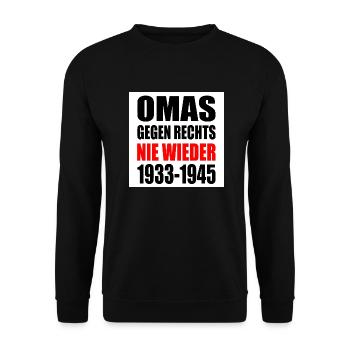 Omas gegen rechts - Unisex Pullover - Schwarz - Vorne - Alina (178cm) & Michal (187cm)