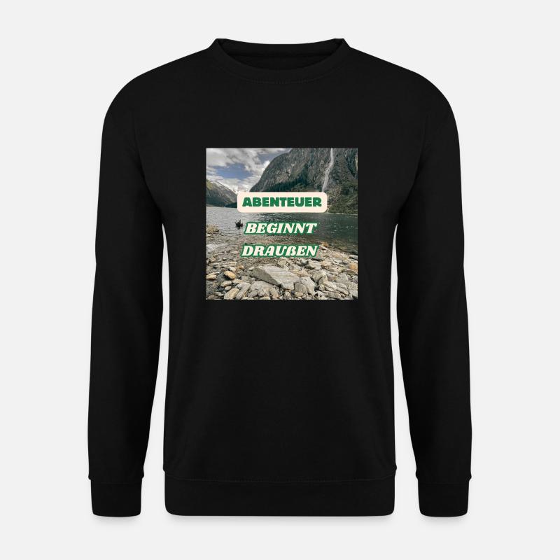 Abenteuer beginnt draußen - Unisex Pullover - Schwarz
