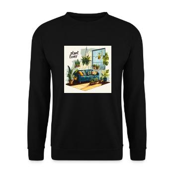 Plant lover living room - Unisex Sweatshirt - black - Front - Alina (178cm) & Michal (187cm)