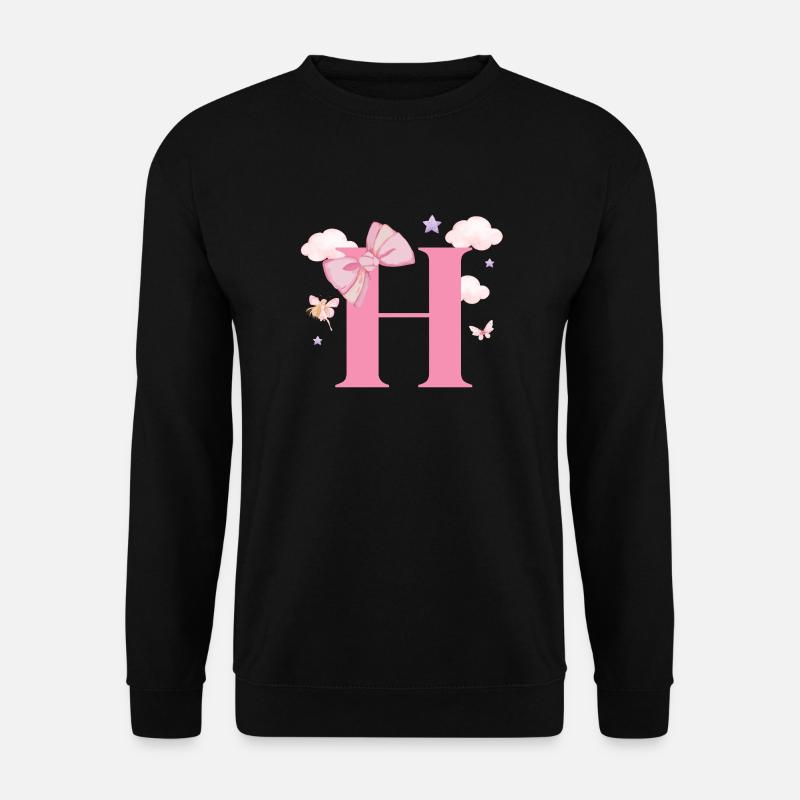 Buchstabe h rosa Wolken - Unisex Pullover - Schwarz