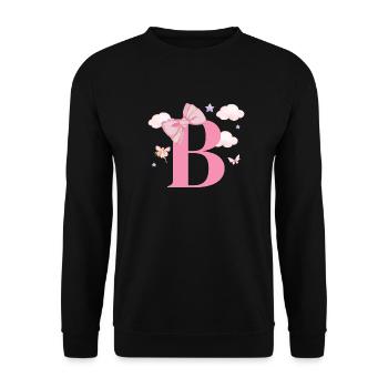 Buchstabe b rosa Wolken - Unisex Pullover - Schwarz - Vorne - Alina (178cm) & Michal (187cm)