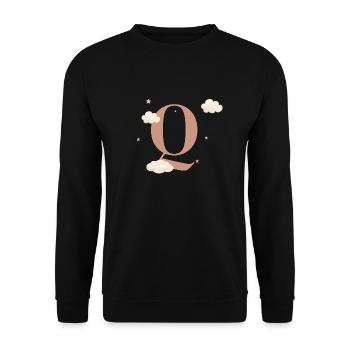 Letter Q Clouds Stars - Unisex Sweatshirt - black - Front - Alina (178cm) & Michal (187cm)