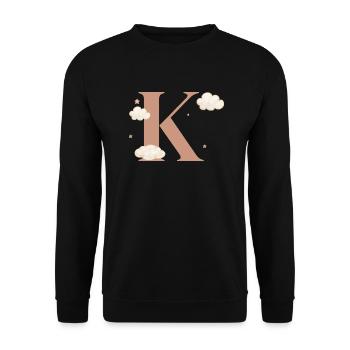 Lettre k nuages étoiles - Sweat-shirt Unisexe - noir - Devant - Alina (178cm) & Michal (187cm)