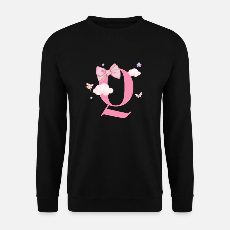 Letter Q Pink Clouds - Unisex Sweatshirt - black