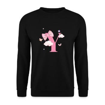 Buchstabe y rosa Wolken - Unisex Pullover - Schwarz - Vorne - Alina (178cm) & Michal (187cm)