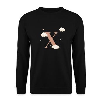 Lettre x nuages étoiles - Sweat-shirt Unisexe - noir - Devant - Alina (178cm) & Michal (187cm)