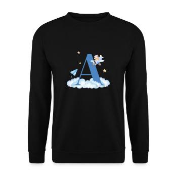 Brief an Blue Clouds Flugzeug Kind - Unisex Pullover - Schwarz - Vorne - Alina (178cm) & Michal (187cm)