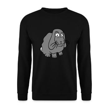Lapin Lapin Drôle Visage Grimace Sourire - Sweat-shirt Unisexe - noir - Devant - Alina (178cm) & Michal (187cm)
