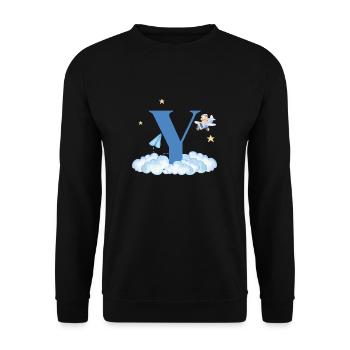 Letter Y Blue Clouds Airplane Child - Unisex Sweatshirt - black - Front - Alina (178cm) & Michal (187cm)