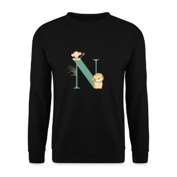 Letter n green jungle animals - Unisex Sweatshirt - black - Front - Alina (178cm) & Michal (187cm)