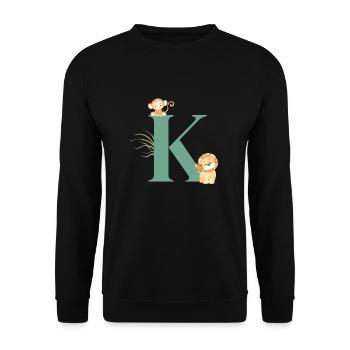 Letter k green jungle animals - Unisex Sweatshirt - black - Front - Alina (178cm) & Michal (187cm)