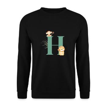 Letter h green jungle animals - Unisex Sweatshirt - black - Front - Alina (178cm) & Michal (187cm)