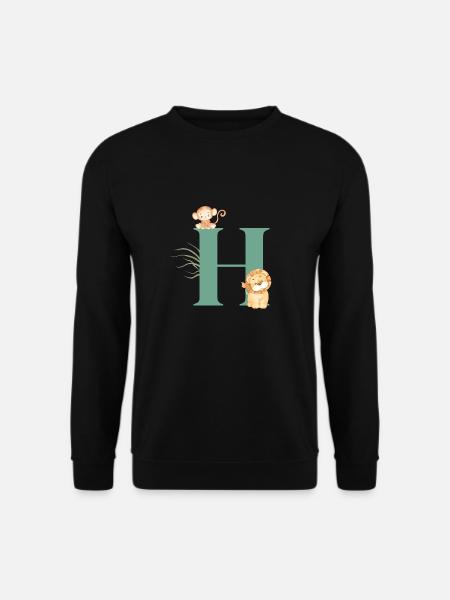 Letter h green jungle animals - Unisex Sweatshirt - black
