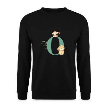 Letter o green jungle animals - Unisex Sweatshirt - black - Front - Alina (178cm) & Michal (187cm)