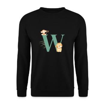 Jungle Animal Green w Letter - Unisex Sweatshirt - black - Front - Alina (178cm) & Michal (187cm)