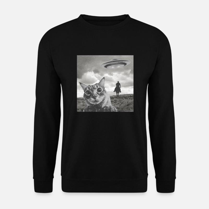 Lustige Katzen-Selfie-UFOs - Unisex Pullover - Schwarz