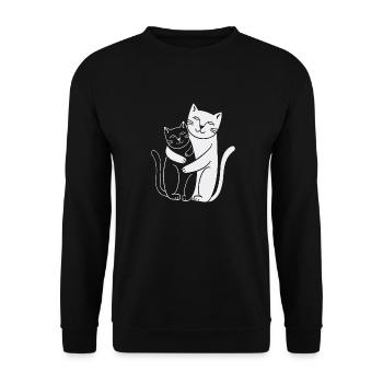 White Cat & Black Cat - Unisex Sweatshirt - black - Front - Alina (178cm) & Michal (187cm)
