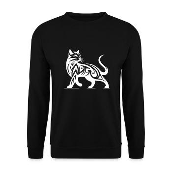 Tatouage de chat tribal dans une élégance élégante - Sweat-shirt Unisexe - noir - Devant - Alina (178cm) & Michal (187cm)