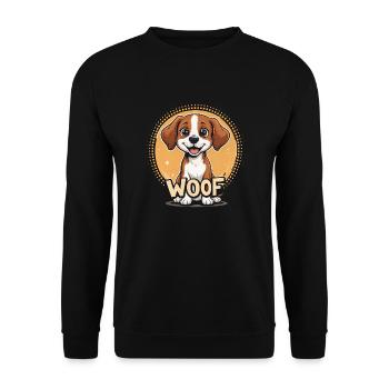 Dog says WOOF - Unisex Sweatshirt - black - Front - Alina (178cm) & Michal (187cm)