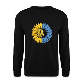 Down-Syndrom Unterstützung Sunflower Band - Unisex Pullover - Schwarz - Vorne - Alina (178cm) & Michal (187cm)