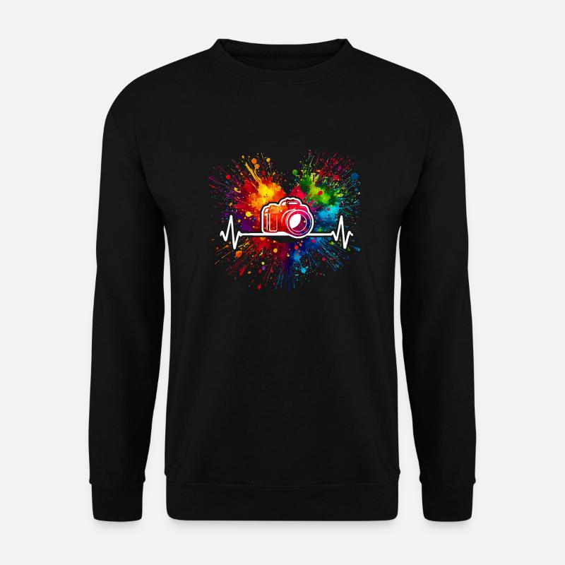 Fotograf Herzschlag Bunter Farbspritzer - Unisex Pullover - Schwarz