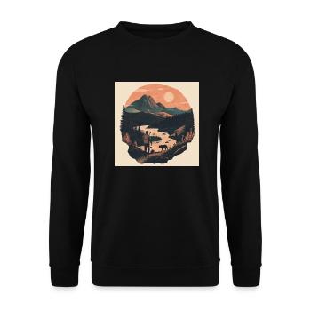 Landscape - Unisex Pullover - Schwarz - Vorne - Alina (178cm) & Michal (187cm)