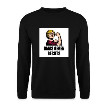 Omas gegen rechts - Unisex Pullover - Schwarz - Vorne - Alina (178cm) & Michal (187cm)
