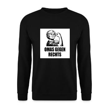 Omas gegen rechts - Unisex Pullover - Schwarz - Vorne - Alina (178cm) & Michal (187cm)