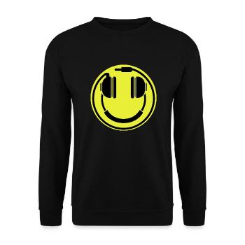 DJ Groove Kopfhörer Happy Face - Unisex Pullover - Schwarz - Vorne - Alina (178cm) & Michal (187cm)