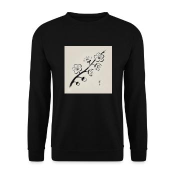 Japanese-style plum blossoms - Unisex Sweatshirt - black - Front - Alina (178cm) & Michal (187cm)
