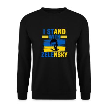 ich stehe mit Selenskyj gegen  für die Ukrain - Unisex Pullover - Schwarz - Vorne - Alina (178cm) & Michal (187cm)